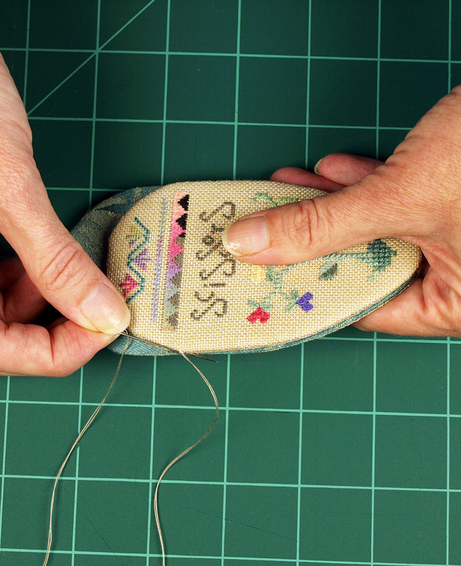 Happy Hearts Bag - Fob Biscornu Scissors Case - Embroidery and