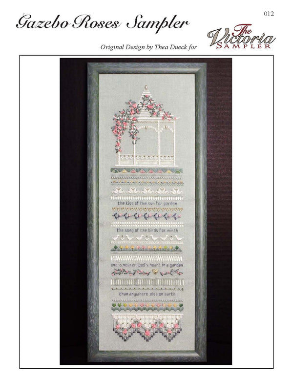 Gazebo Roses Sampler - Gazebo Series - Embroidery and Cross Stitch Pattern - PDF Download