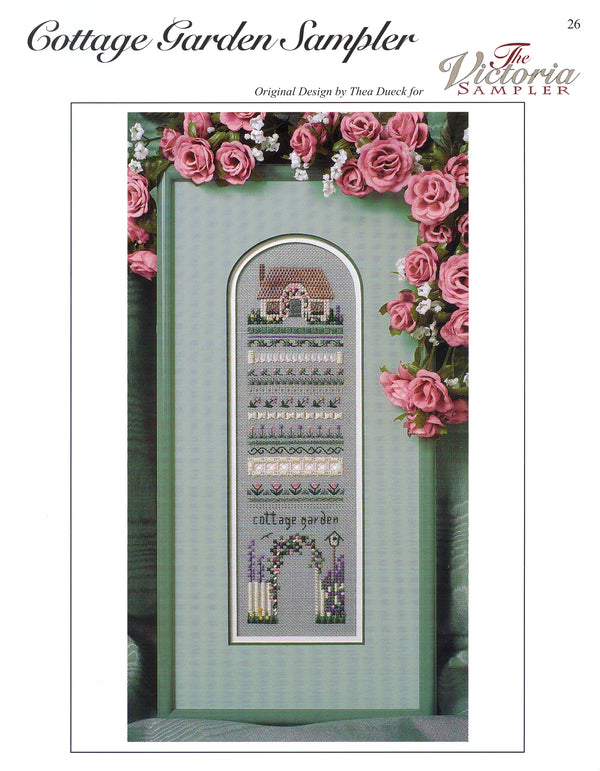 Cottage Garden Sampler - Victorian Garden Series - Embroidery and Cross Stitch Pattern - PDF Downloads