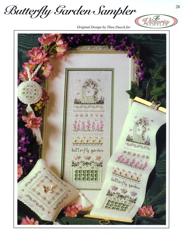 Butterfly Garden Sampler - Victorian Garden Series - Embroidery and Cross Stitch Pattern - PDF Download