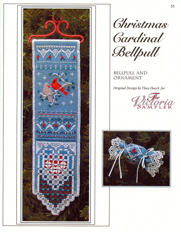 Christmas Cardinal Sampler - Embroidery and Cross Stitch Pattern - PDF Download
