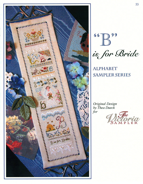 B is for Bride Sampler - Alphabet Series 2 of 24 - Embroidery and Cross Stitch Pattern - PDF Download