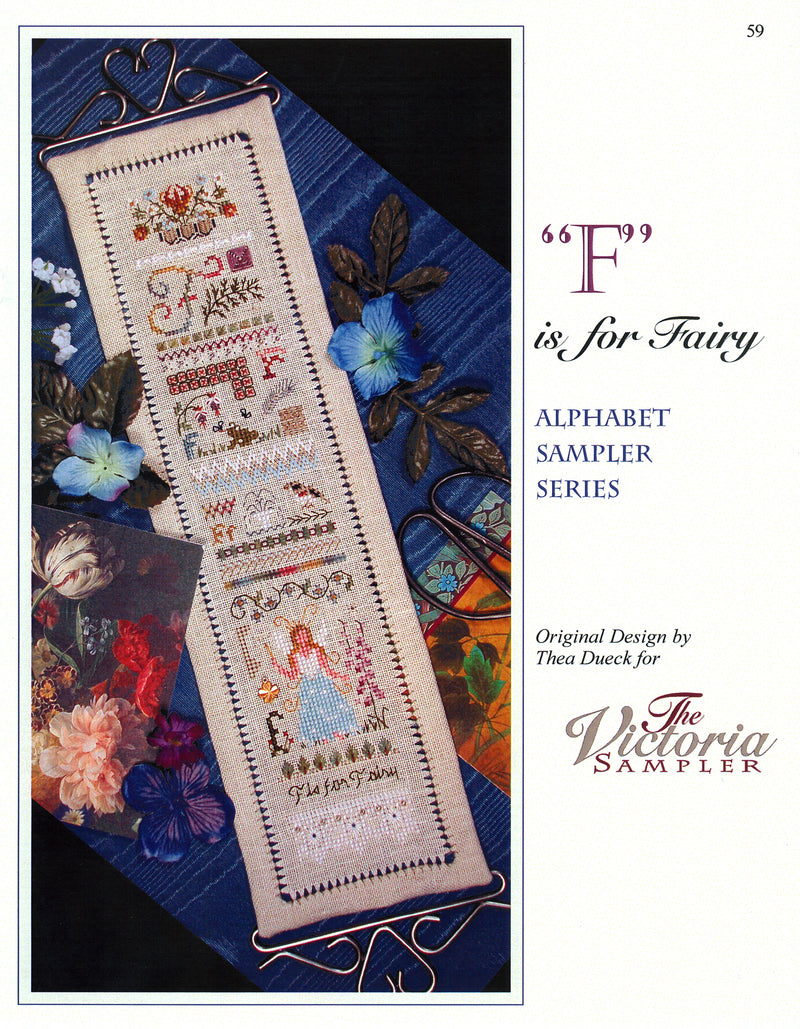 F is for Fairy Sampler - Alphabet Series 6 of 24 - Embroidery and Cross Stitch Pattern - PDF Download