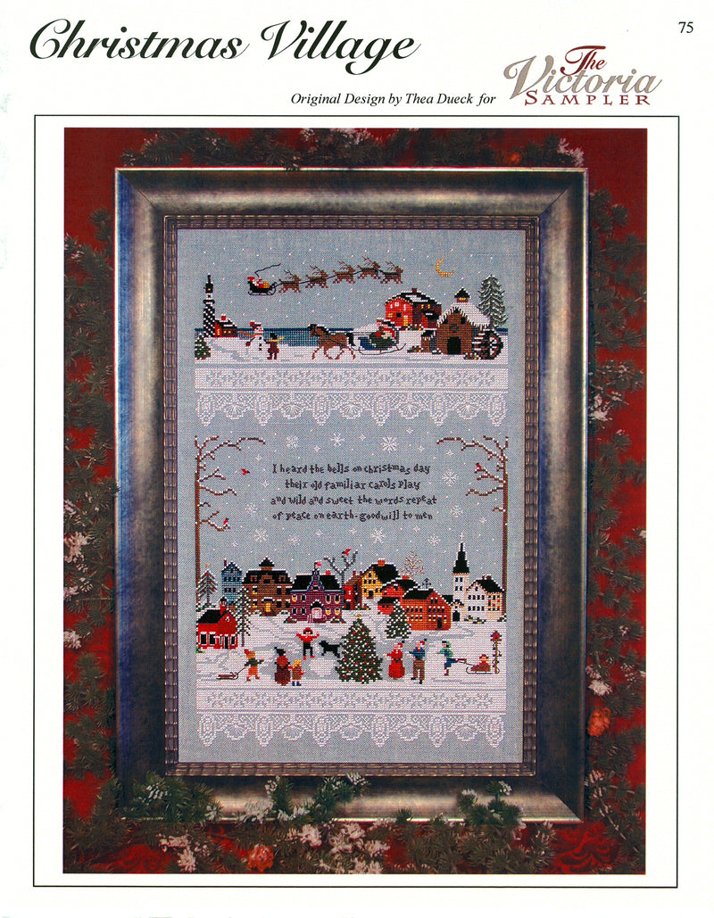 Christmas Village Sampler - Embroidery and Cross Stitch Pattern - PDF Download