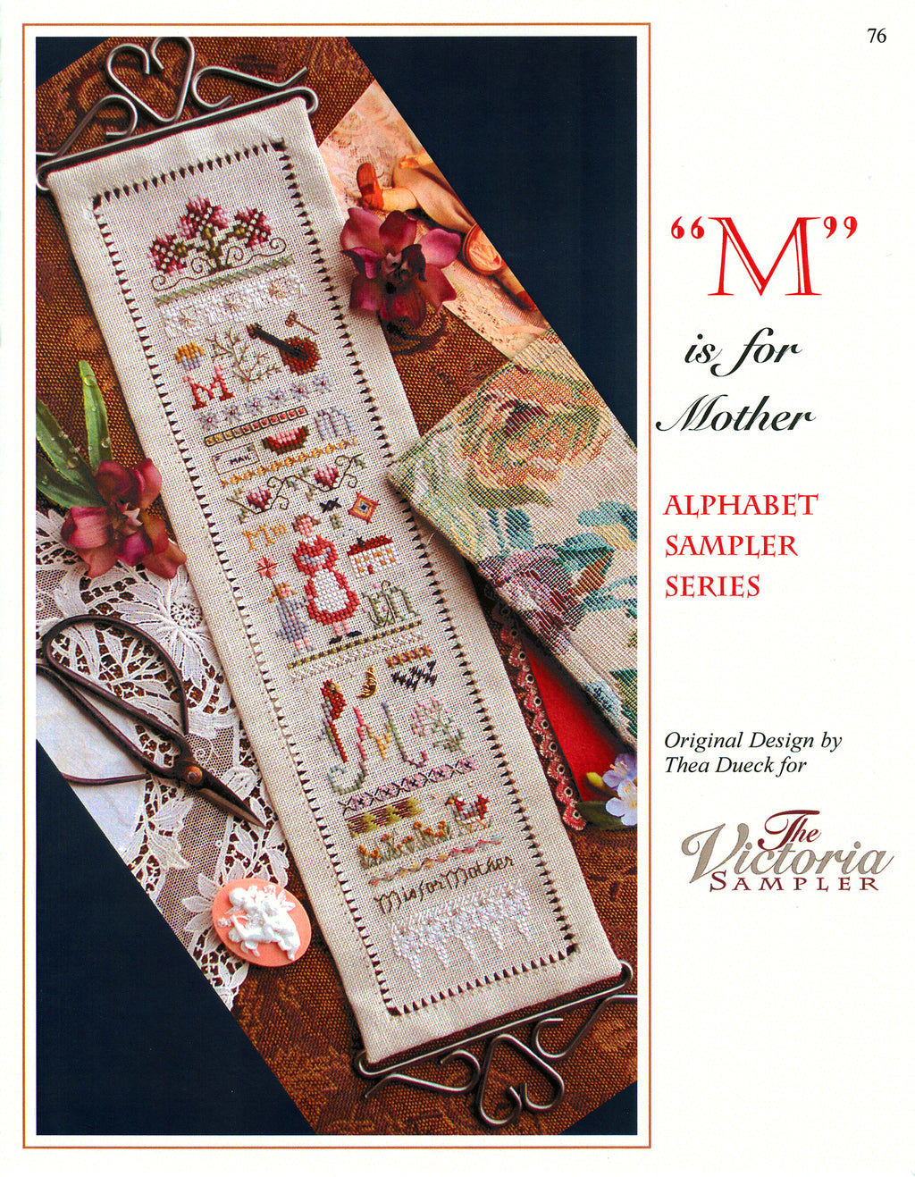 M is for Mother Sampler - Alphabet Series 13 of 24 - Embroidery and Cr
