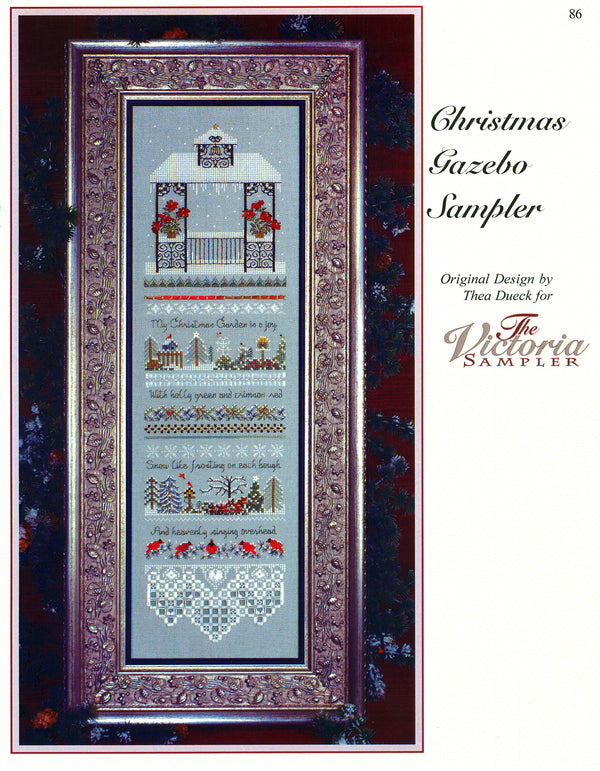 Christmas Gazebo Sampler - Gazebo Series - Embroidery and Cross Stitch Pattern - PDF Download