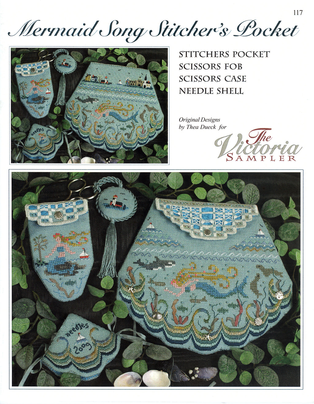 Mermaid Song - Pocket Fob Case Pinkeep - Embroidery and Cross