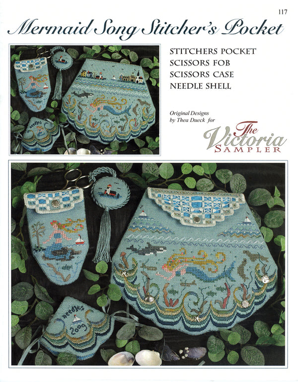 Mermaid Song - Pocket Fob Case Pinkeep - Embroidery and Cross Stitch Pattern - PDF Download