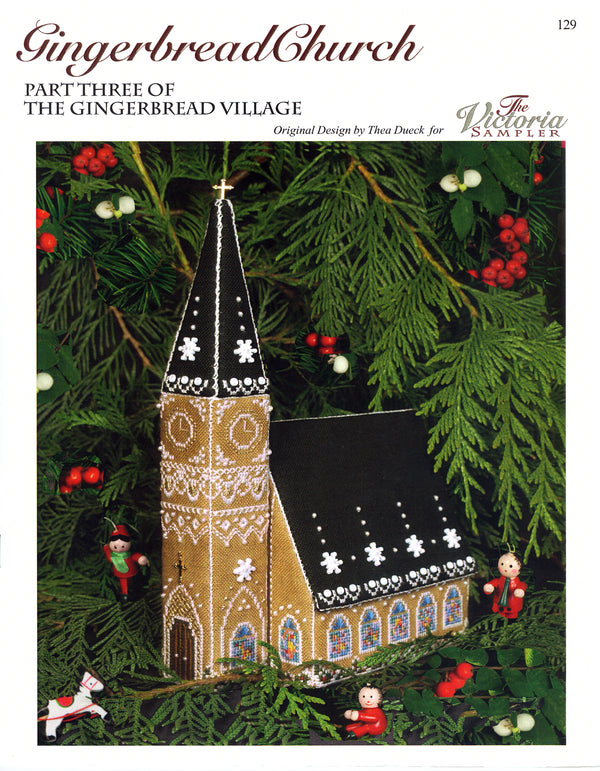 Gingerbread Church - Gingerbread Village 3 - Embroidery and Cross Stitch Pattern - PDF Download