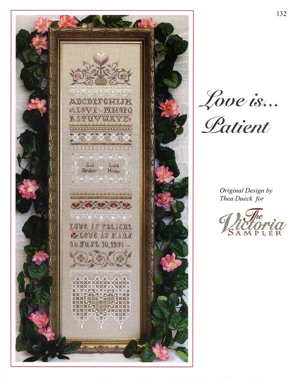 Love is Patient Sampler - Embroidery and Cross Stitch Pattern - PDF Download