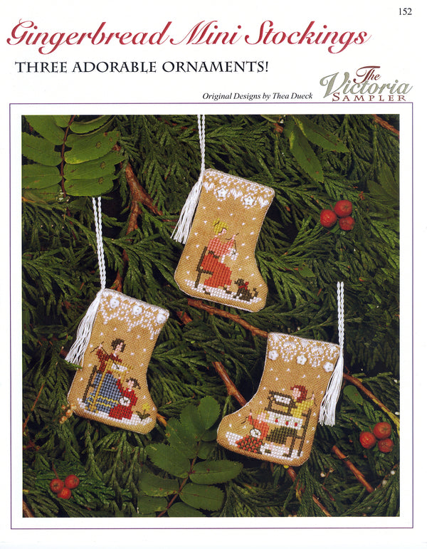 Gingerbread Mini-Stockings - Ornaments - Embroidery and Cross Stitch Pattern - PDF Download