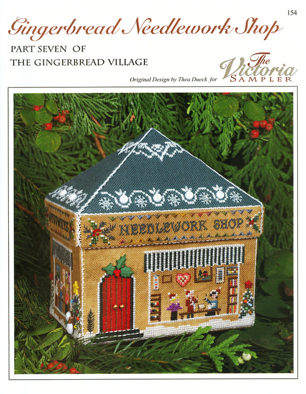 Gingerbread Needlework Shop - Gingerbread Village 7 - Embroidery and Cross Stitch Pattern - PDF Download