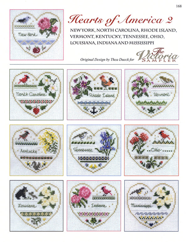 Hearts of America 2 - Hearts Series - Embroidery and Cross Stitch Pattern - PDF Download