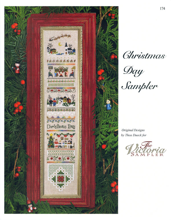 Christmas Day Sampler - Holiday Series - Embroidery and Cross Stitch Pattern - PDF Download