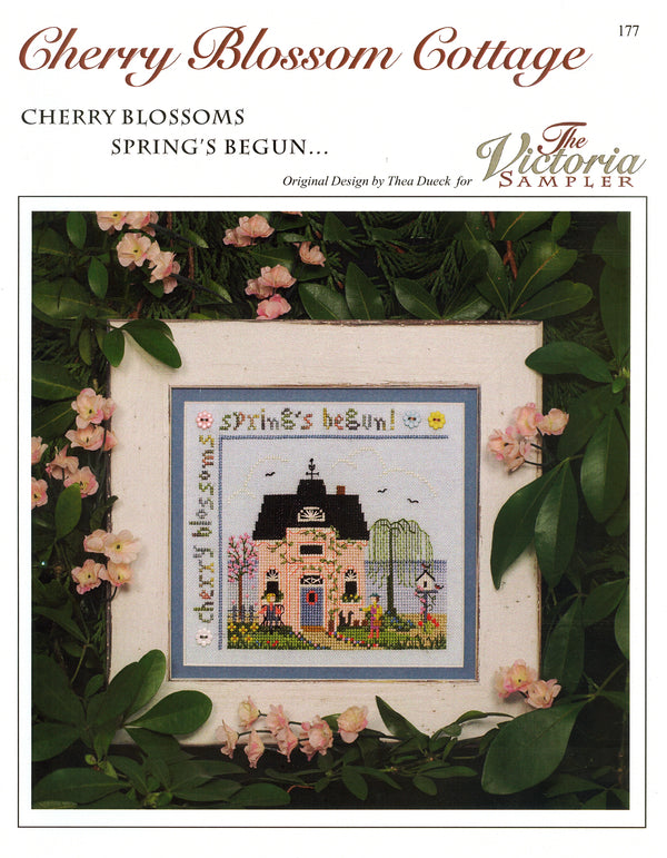 Cherry Blossom Cottage - Cottage Series - Embroidery and Cross Stitch Pattern - PDF Download