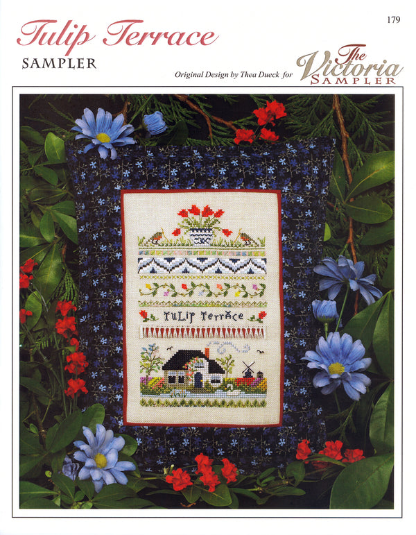 Tulip Terrace Sampler - Embroidery and Cross Stitch Pattern - PDF Download