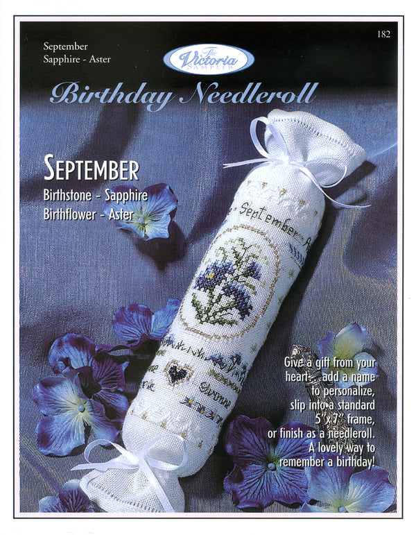 Birthday Needleroll Sampler - September - Embroidery and Cross Stitch Pattern - PDF Download