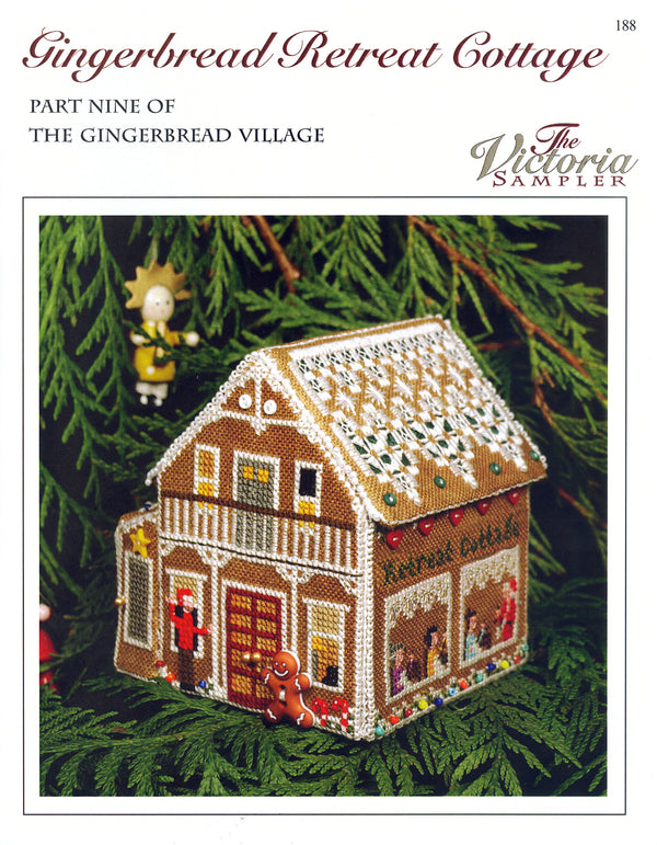 Gingerbread Retreat Cottage - Gingerbread Village 9 - Embroidery and Cross Stitch Pattern - PDF Download