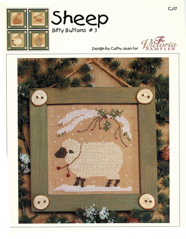 Bitty Buttons Sheep - Counted Cross Stitch Pattern - PDF Download