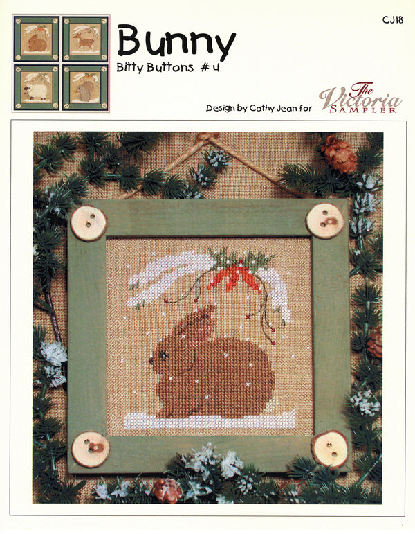 Bitty Buttons Bunny - Counted Cross Stitch Pattern - PDF Download