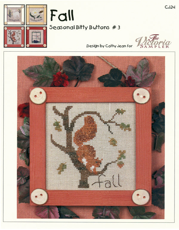 Bitty Buttons Fall time  - Counted Cross Stitch Pattern - PDF Download
