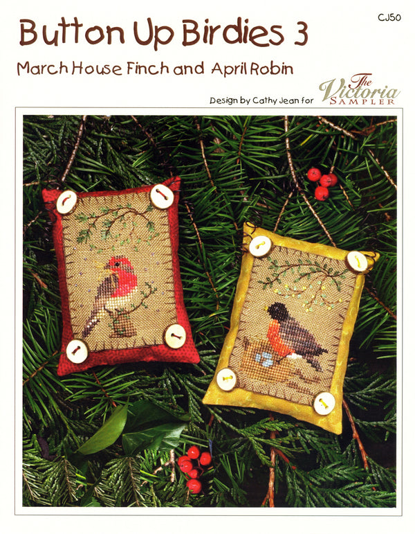 Button Up Birdies 3 - Ornaments - Counted Cross Stitch Pattern - PDF Download