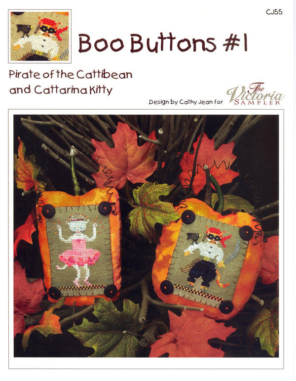 Boo Buttons 1  - Halloween Ornaments - Counted Cross Stitch Pattern - PDF Download