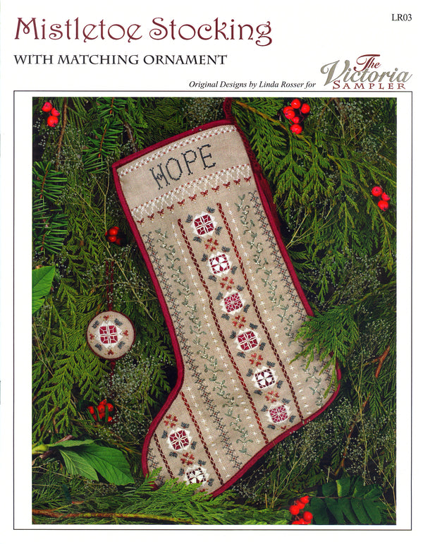 Mistletoe Stocking - Embroidery and Cross Stitch Pattern - PDF Download