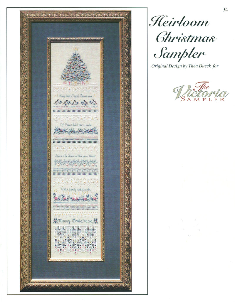 Heirloom Christmas Sampler - Christmas Embroidery and Cross Stitch Pattern - PDF Download