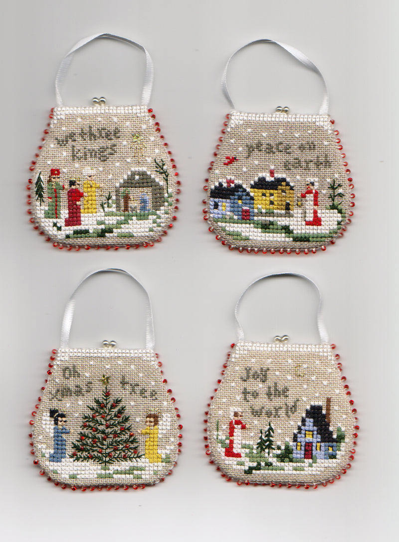 Mini Purse Ornaments - Christmas Embroidery and Cross Stitch Pattern - PDF Download