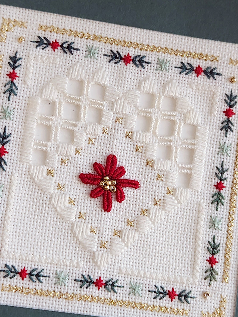 BCS 5-05 Poinsettia Heart - Beyond Cross Stitch (BCS) Learning Series - Embroidery and Cross Stitch Pattern - PDF Download