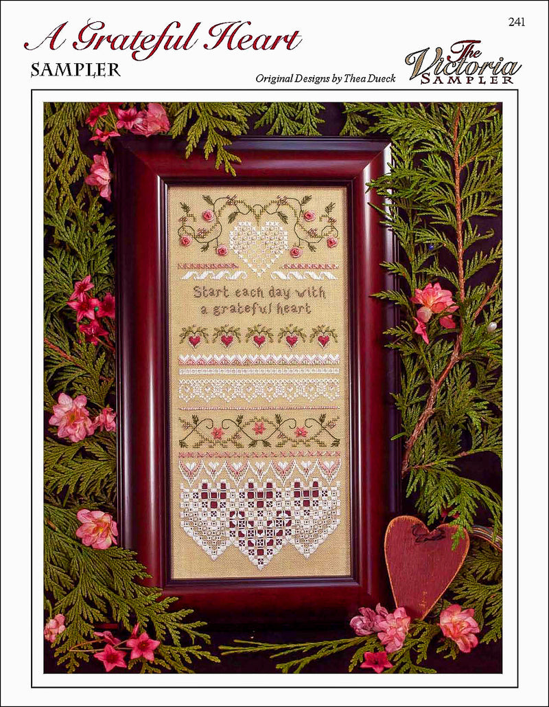 A Grateful Heart Sampler - Embroidery and Cross Stitch Pattern - PDF Download