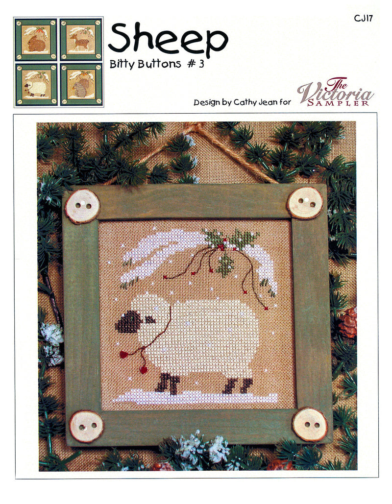 Bitty Buttons Sheep - Counted Cross Stitch Pattern - PDF Download