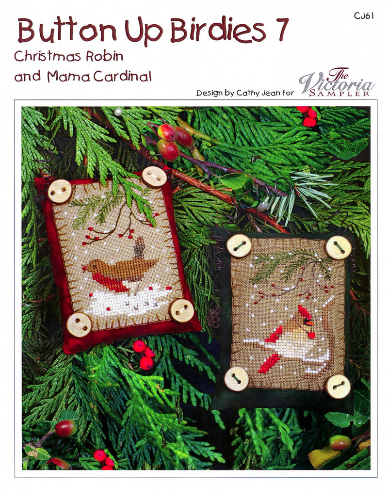 Button Up Birdies 7 - Ornaments - Christmas Cross Stitch Pattern - PDF Download