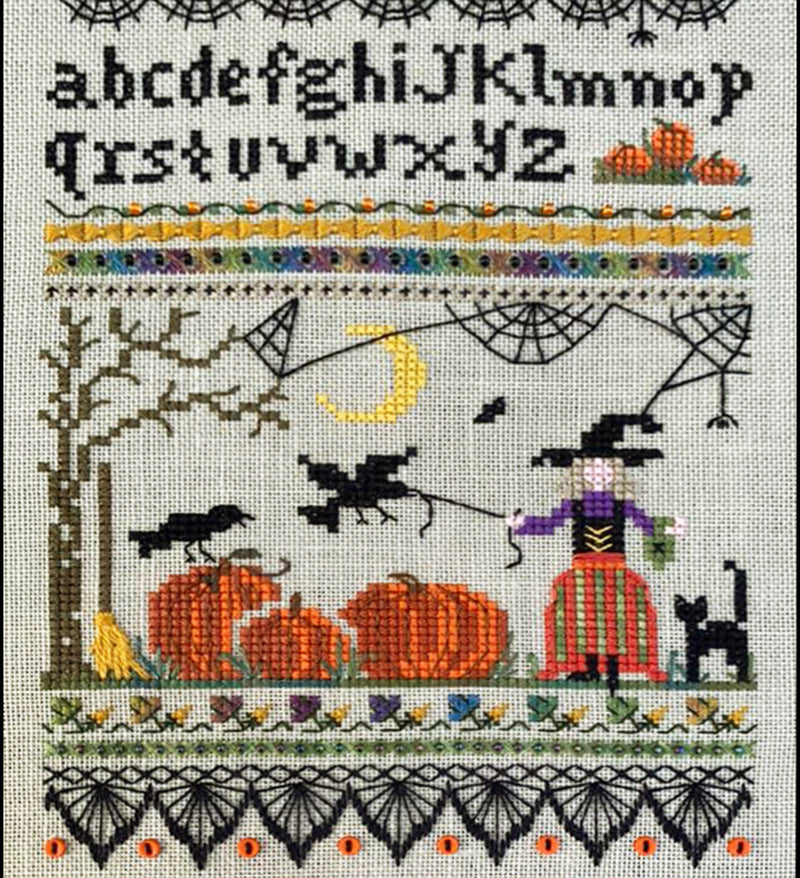 Stitchin Witches Sampler - Halloween Embroidery and Cross Stitch Pattern