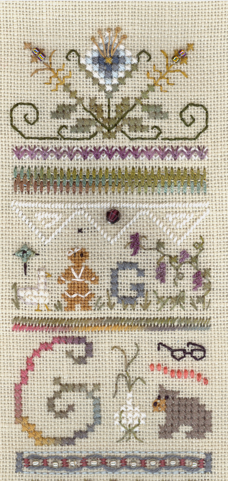 G is for Grandma Sampler - Alphabet Series 7 of 24 - Embroidery and Cross Stitch Pattern - PDF Download