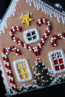 Gingerbread Candy Cane Cottage - Gingerbread Village - Christmas Embroidery and Cross Stitch Pattern - PDF Download