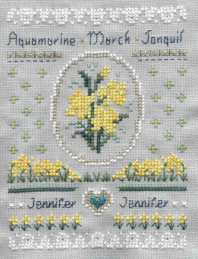 Birthday Needleroll Sampler - March - Embroidery and Cross Stitch Pattern - PDF Download