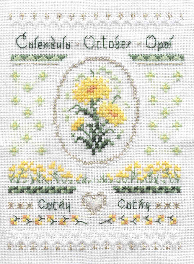 Birthday Needleroll Sampler - October - Embroidery and Cross Stitch Pattern - PDF Download