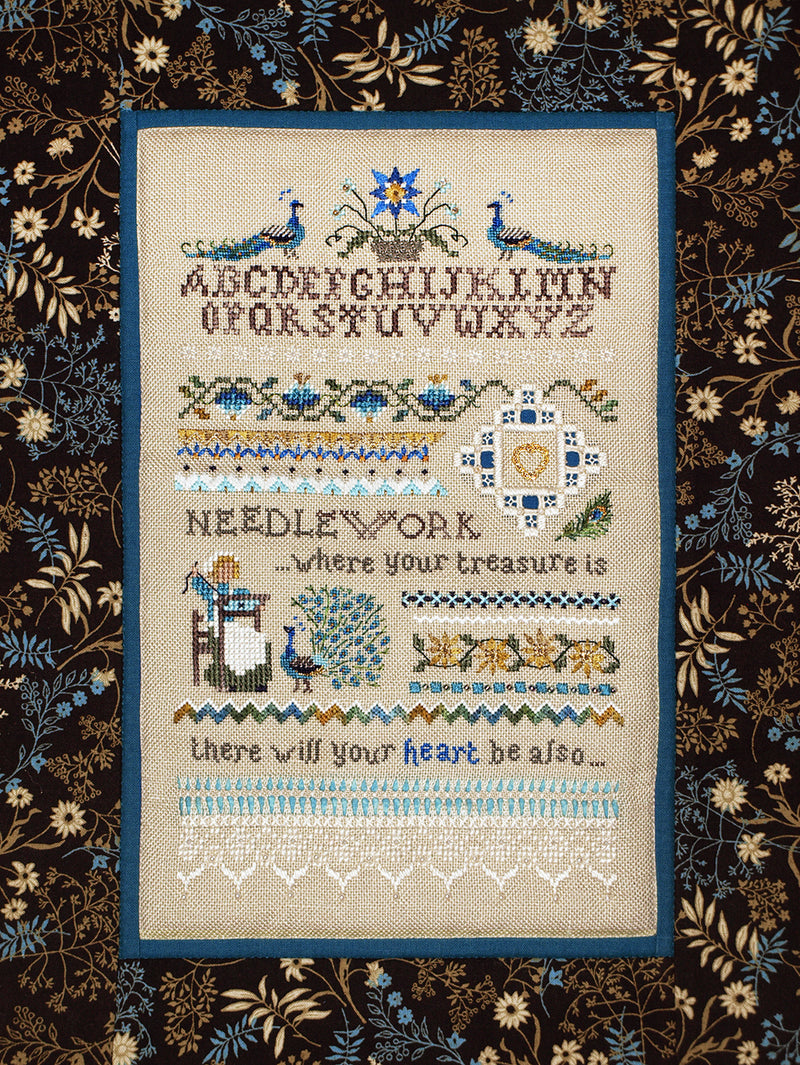 Peacock Sampler - Embroidery and Cross Stitch Pattern - PDF Download