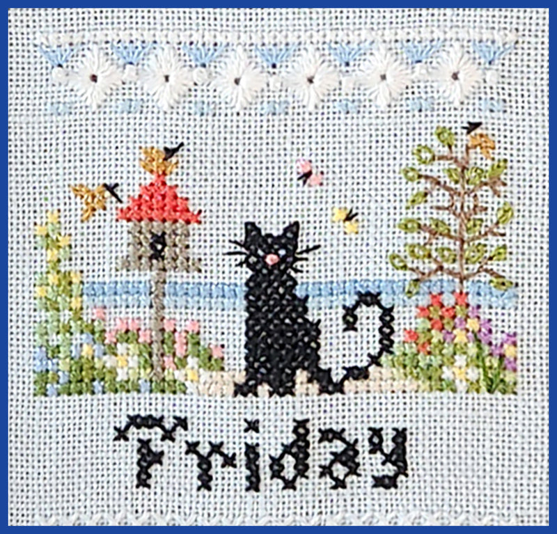 Purrfect Days Sampler - Embroidery and Cross Stitch Pattern - PDF Download