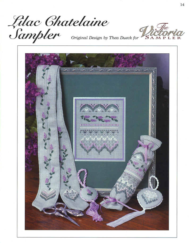 Lilac Chatelaine Sampler - Needleroll Chatelaine Fob - Embroidery and Cross Stitch Pattern - PDF Download