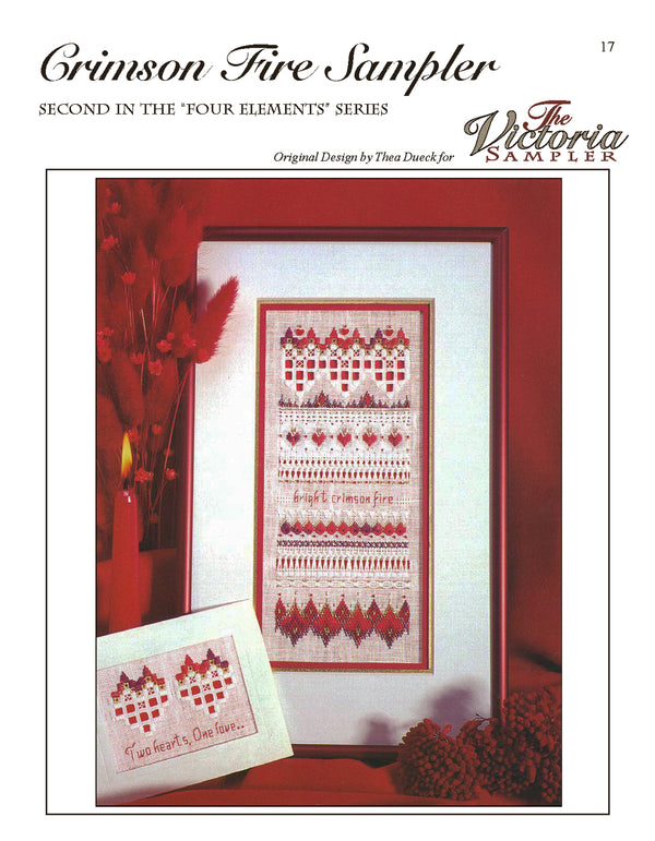 Crimson Fire Sampler - Elements Series - Counted Embroidery Pattern - PDF Download