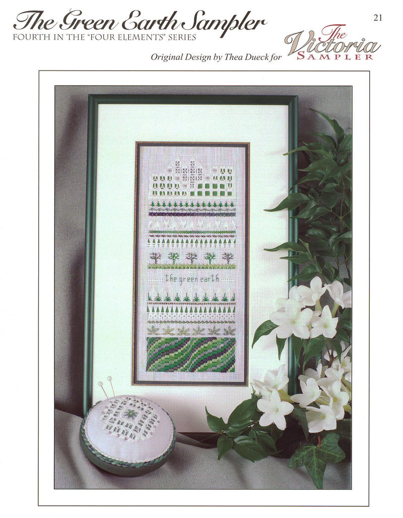 Green Earth Sampler - Elements Series - Embroidery and Cross Stitch Pattern - PDF Download