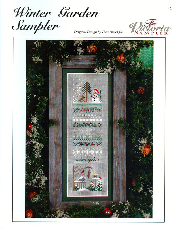 Winter Garden Sampler - Victorian Garden Series - Embroidery and Cross Stitch Pattern - PDF Download