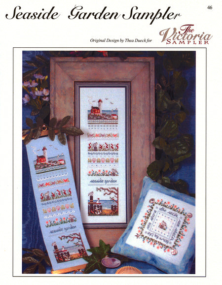 Seaside Garden Sampler - Victorian Garden Series - Embroidery and Cross Stitch Pattern - PDF Download