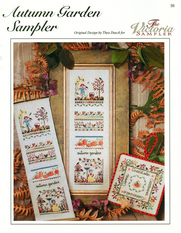 Autumn Garden Sampler - Victorian Garden Series - Embroidery and Cross Stitch Pattern - PDF Download