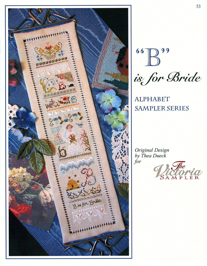 B is for Bride Sampler - Alphabet Collection 2 of 24 - Embroidery and Cross Stitch Pattern - PDF Download
