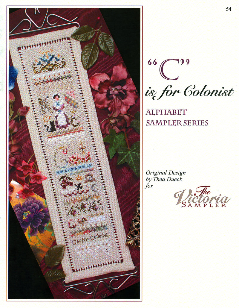 C is for Colonist Sampler – Alphabet Series 3 of 24 - Embroidery and Cross Stitch Pattern - PDF Download