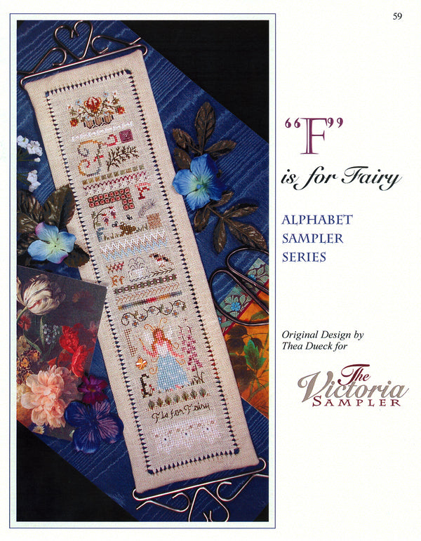 F is for Fairy Sampler - Alphabet Series 6 of 24 - Embroidery and Cross Stitch Pattern - PDF Download